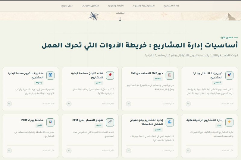 بوصلة إدارة الأعمال: مساعد ذكي للمشاريع والموارد البشرية